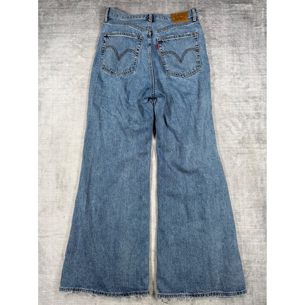 Levis Jeans Womens 30 Blue Premium High Loose Flare Bootcut Distressed Hipi